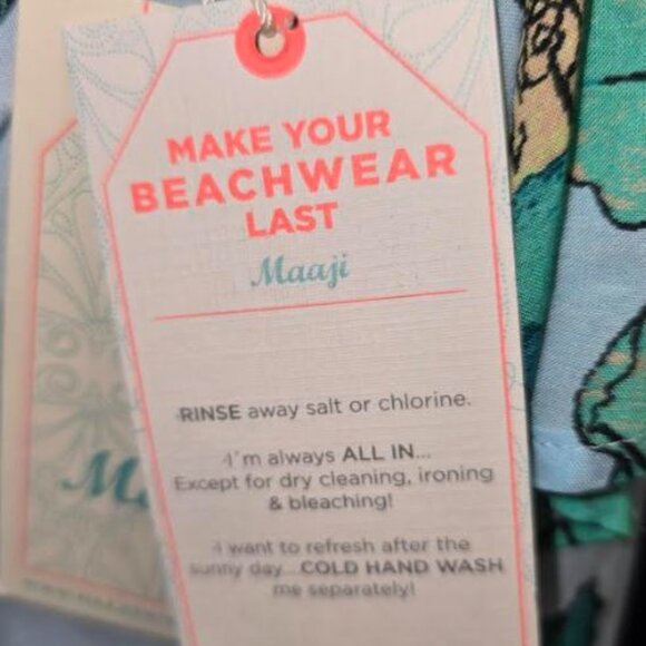 Women's NWT Maaji Green Colorful Floral Beachwear Dress Size M - Picture 4 of 7